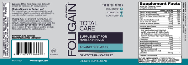 FOLIGAIN TOTAL CARE Συμπλήρωμα για Αραίωση Μαλλιών, Δέρμα & Νύχια 60 Χορτοφαγικές Κάψουλες