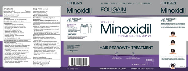 FOLIGAIN Minoxidil 2% Hair Regrowth Treatment For Women 6 Month Supply - FOLIGAIN EU